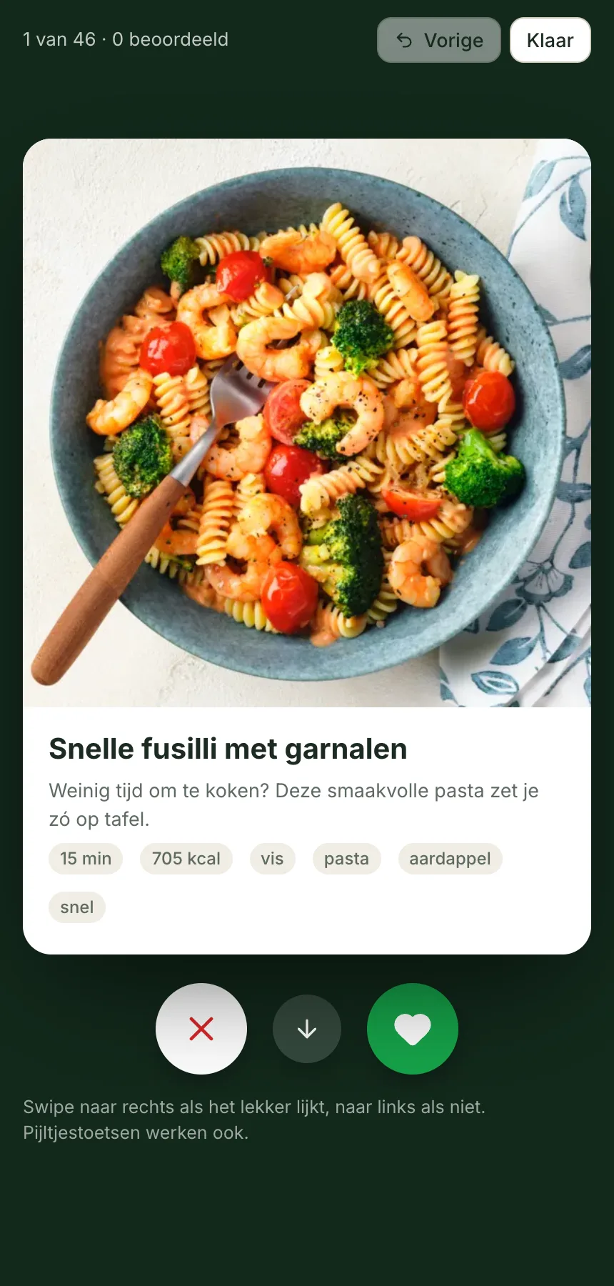 Swipen door recepten