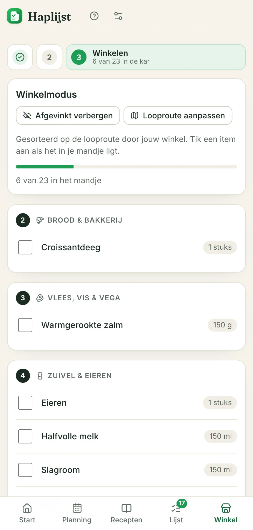 Winkelmodus in de looproute van de winkel